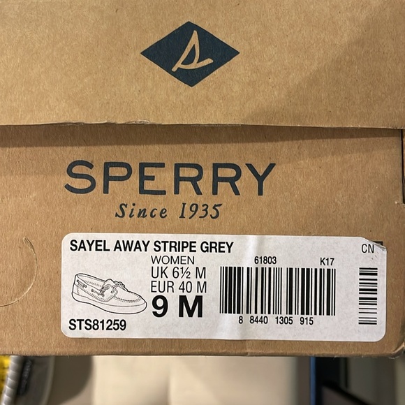 Sperry Gray and White Striped Loafers - Picture 5 of 5